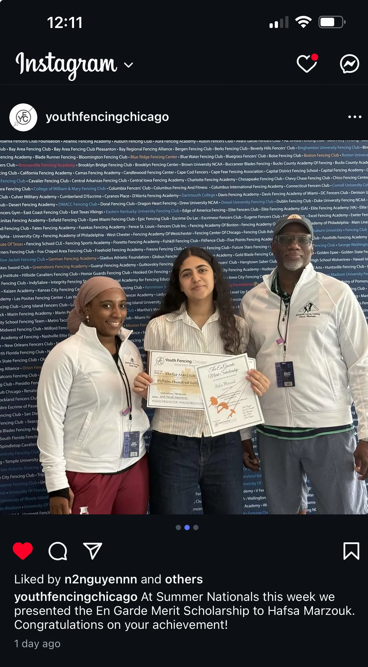 En Guarde Scholarship Award 2025, Hafsa Marzouk, Bronzeville Fencing Academy