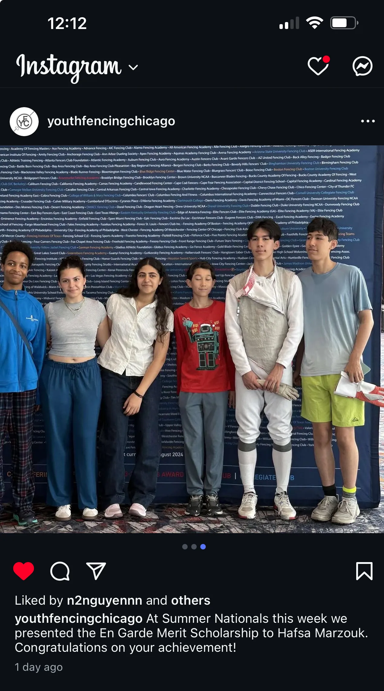 En Guarde Scholarship Award 2025, Hafsa Marzouk, Bronzeville Fencing Academy