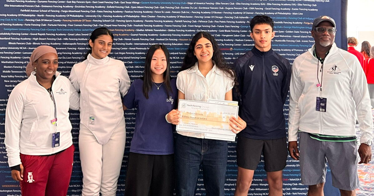 En Guarde Scholarship Award 2025, Hafsa Marzouk, Bronzeville Fencing Academy, Ella Nguyen, Saanvi Mallavarpu